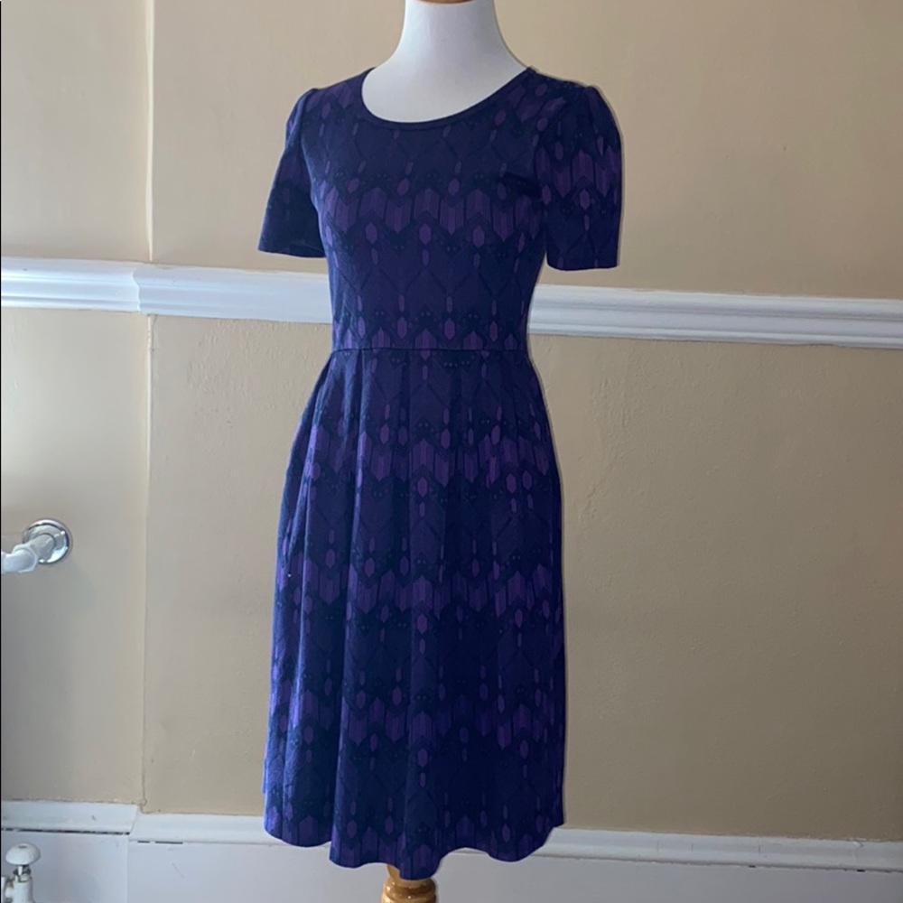 Lularoe Amelia dress in purple and black